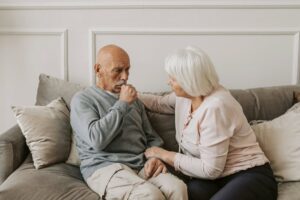 A couple talking about dementia or planning for the future using the Five Wishes framework