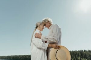 An older couple, one of whom may have dementia