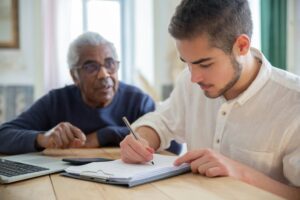 An older man and a friend working through advance planning