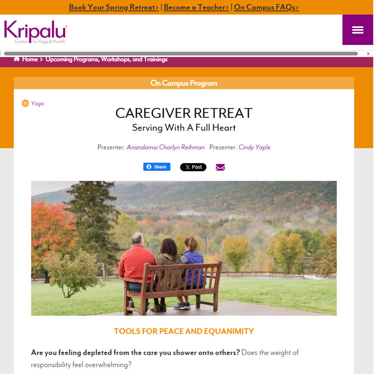 Kripalu Caregiver Retreat