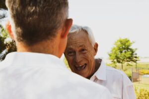 A family caregiver and his father or grandfather